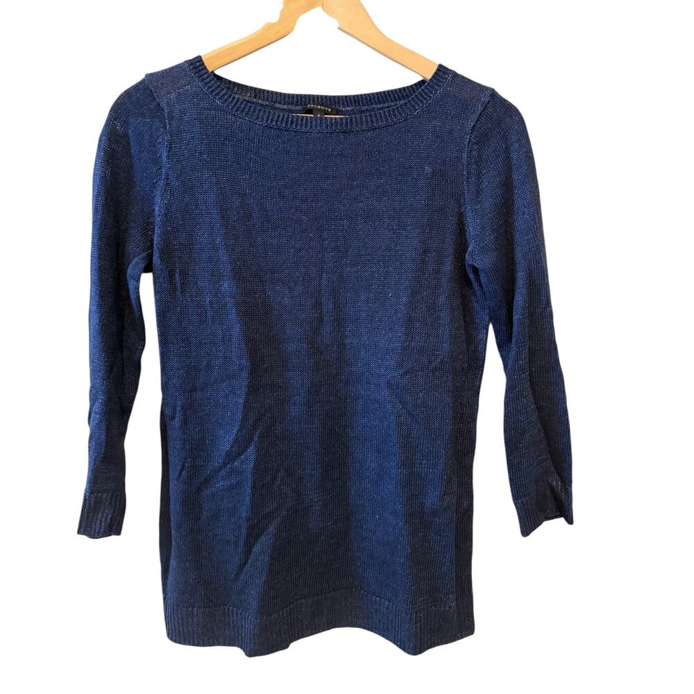 Talbots Lightweight Linen Sweater Inkwell Blue S